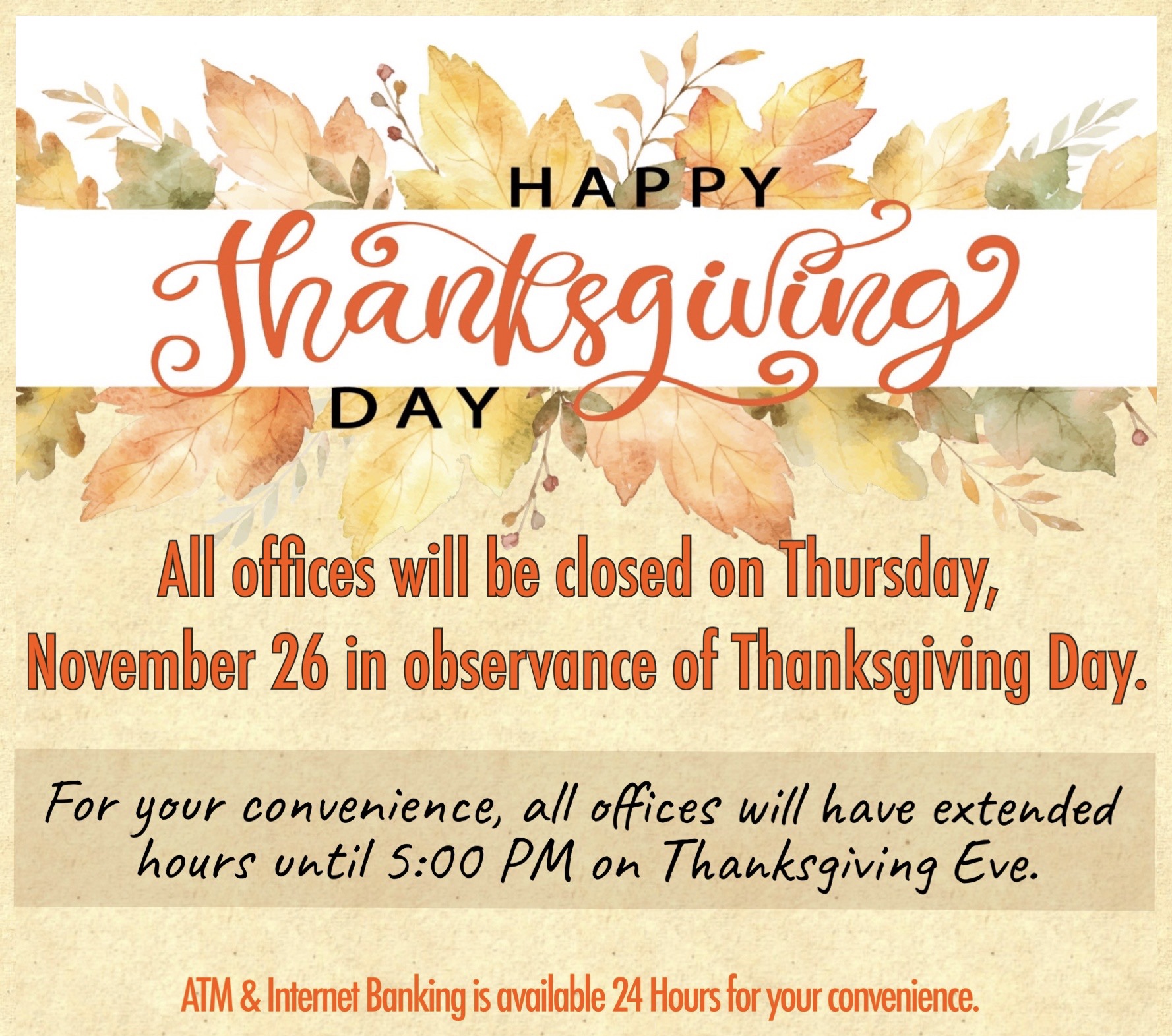 Thanmsgiving notice