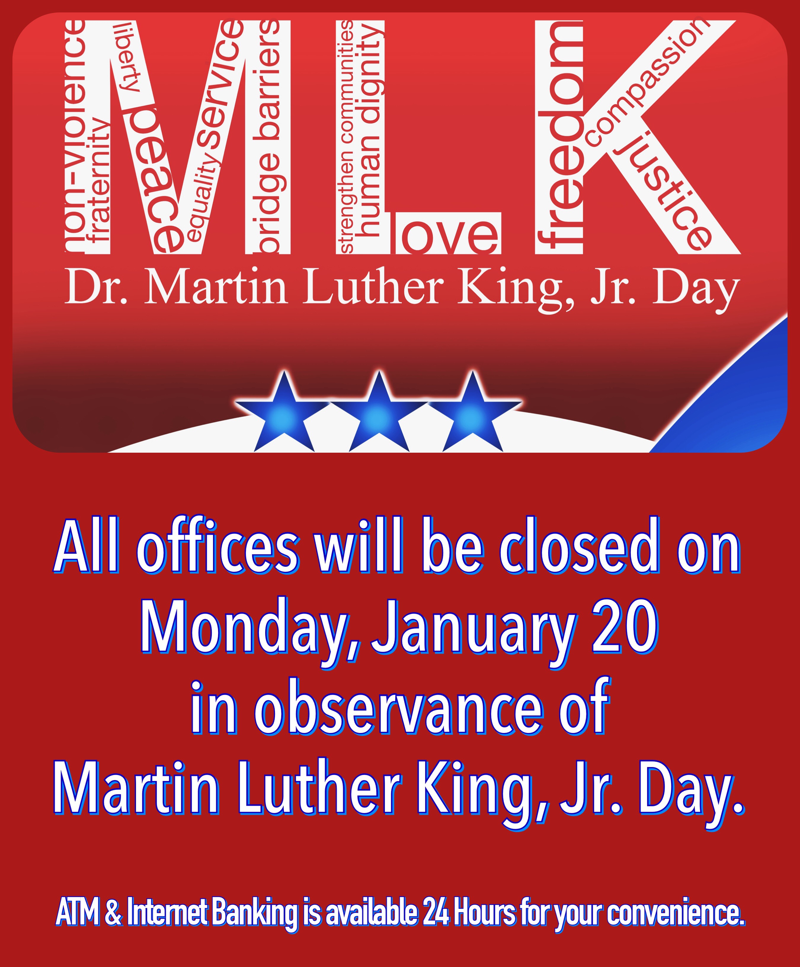Martin Luther King, Jr. Day Closure Jim Thorpe Neighborhood Bank