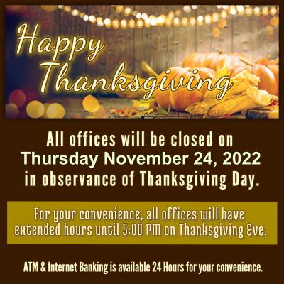 thanksgiving closure notice